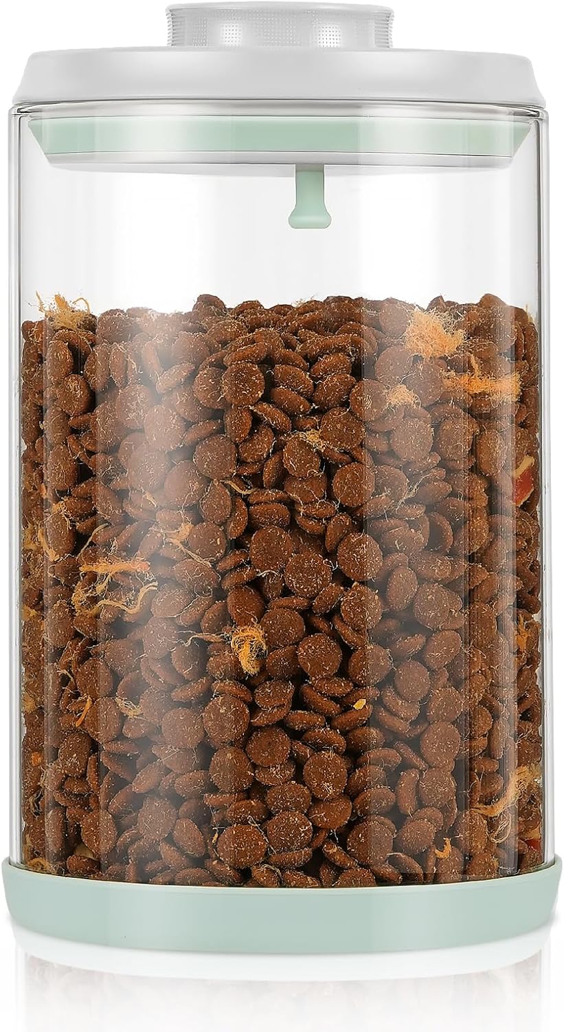 Dog Treat Container Airtight Jar 2.2Qt/2L, Glass Food Jars with One-Touch Lid for Dog or Cat Treats, Kibble, Snacks – Pantry Storage Canister for Kitchen or Countertop (2.2Qt - 2L)