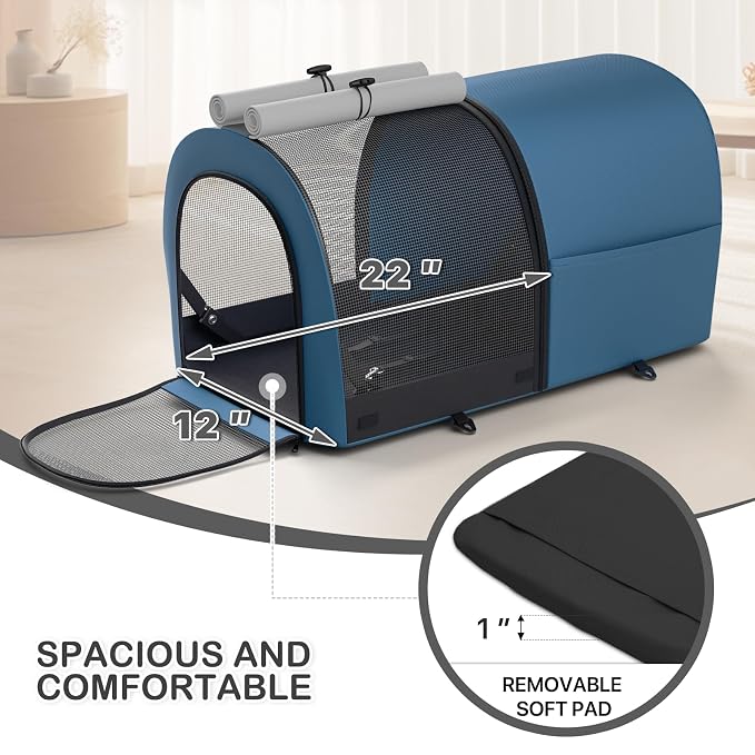 MoNiBloom Double Dog Stroller for Small and Medium Dog Cats, Navy Blue/Gray | Pet Stroller with Detachable Carrier Bags Large 4 Wheels Foldable Jogger for Small and Medium Dog Cats
