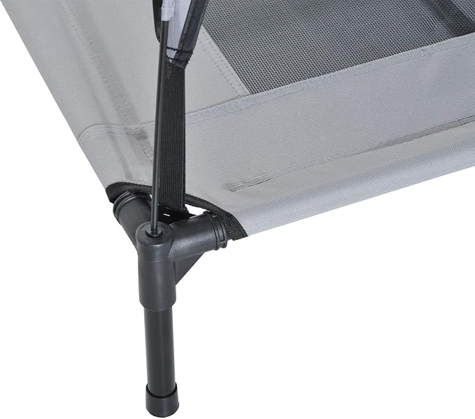 PawHut Elevated Portable Dog Cot Cooling Pet Bed with UV Protection Canopy Shade, 36 inch | Large Pet Bed, Outdoor Dog Cot, UV Protection Shade, Camping