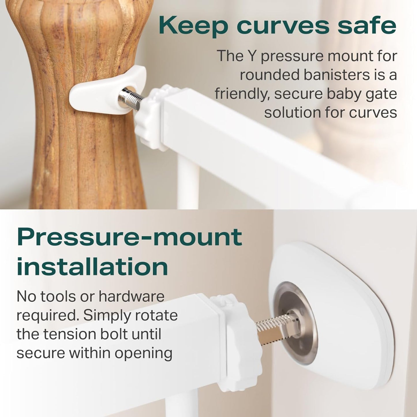 Cumbor 2 Pack 29.7-46" Baby Gate for Stairs, Mom's Choice Awards Winner-Auto Close Dog Gate for doorways, Easy Install Pressure Mounted Pet Gates indoor, Easy Walk Thru Wide Safety Gate for Dog, White