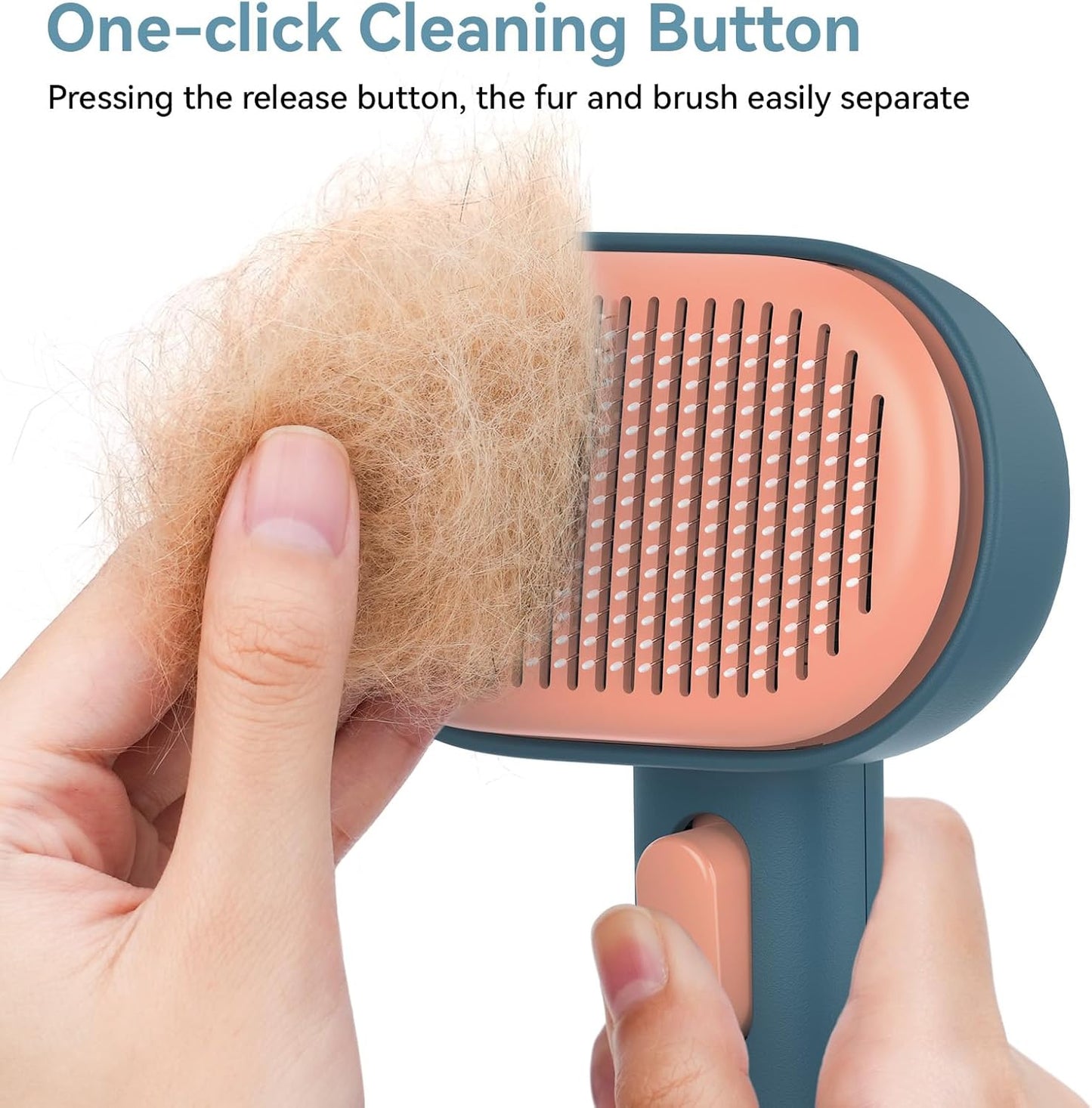 Aumuca Dog Brush for Shedding, Self Cleaning Cat Grooming Brush with Release Button, Cat Hair Brush to Remove Loose Fur, Tangles & Dirt, Great for Long and Short Haired Cats, Green