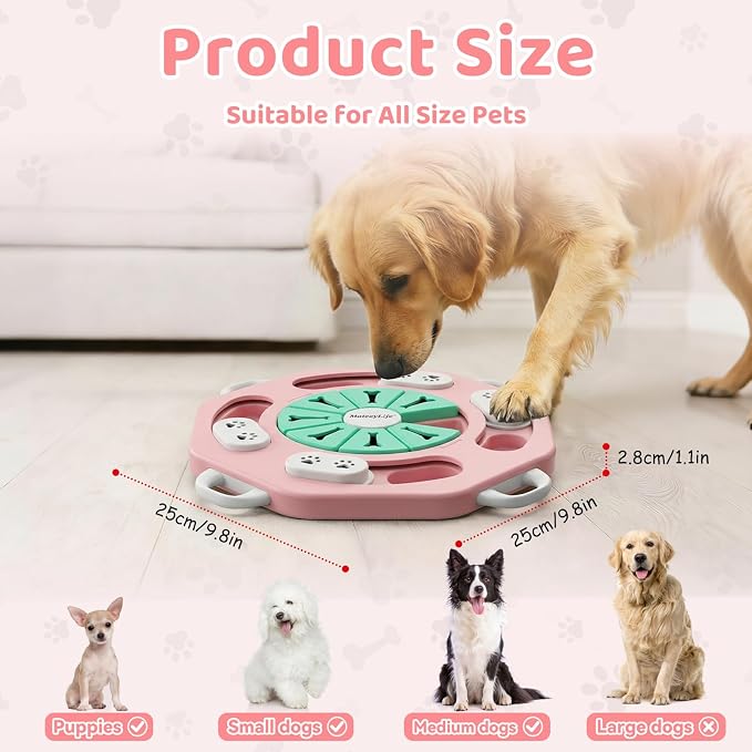 MateeyLife Dog Puzzle Toy for Smart Dogs, Mental Stimulation Dog Enrichment Toys, Treat Dispensing Dog Toys to Keep Them Busy for Small and Medium Dogs, IQ Training Puzzle Feeder, Level-2 (Pink)