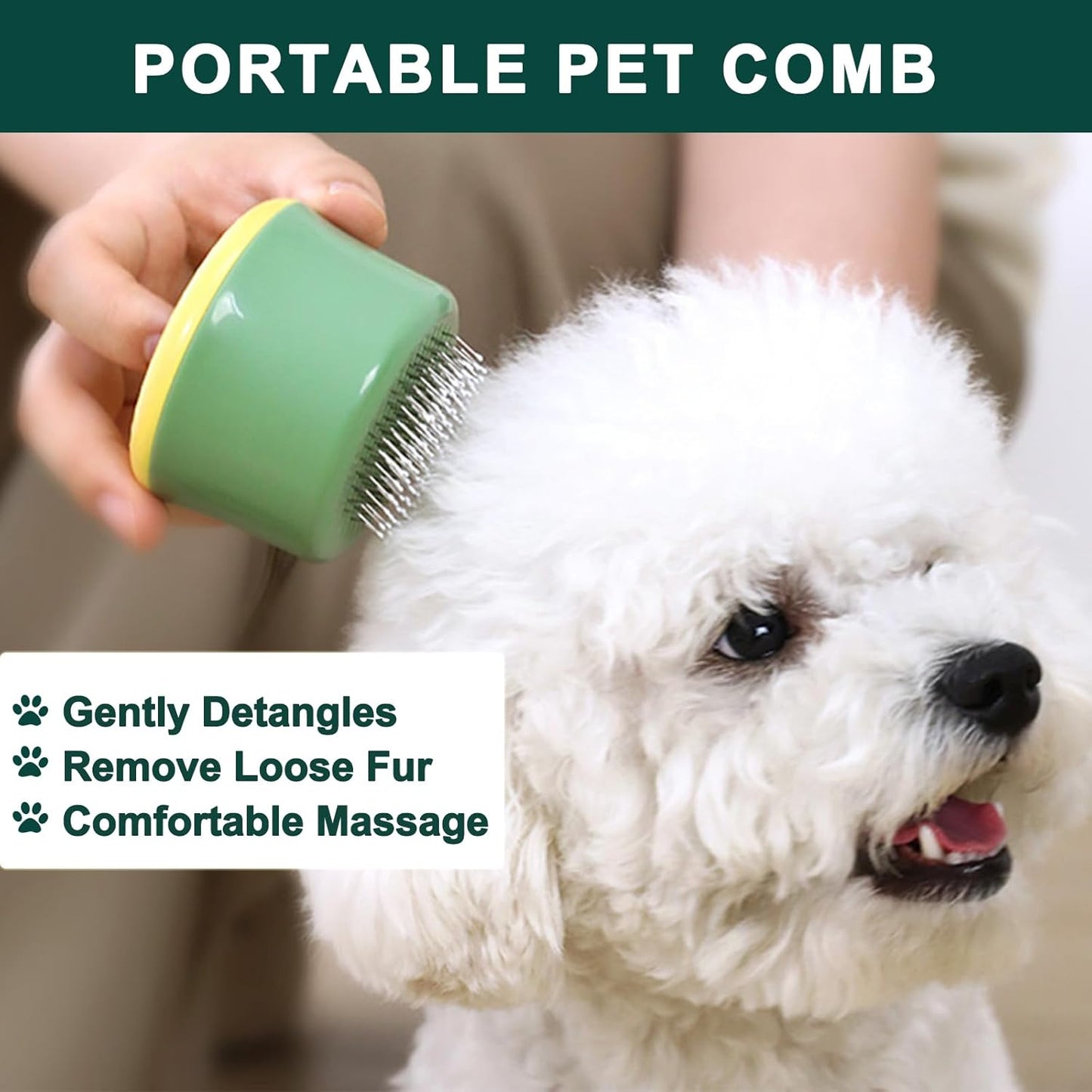 Self Cleaning Retractable Slicker Brush for Puppy and Cats, Grooming Tool with Hanging Rope, Fit for Yorkies, Pomeranians, Maltese, Shih Tzus, Toy Poodles and Maltipoos