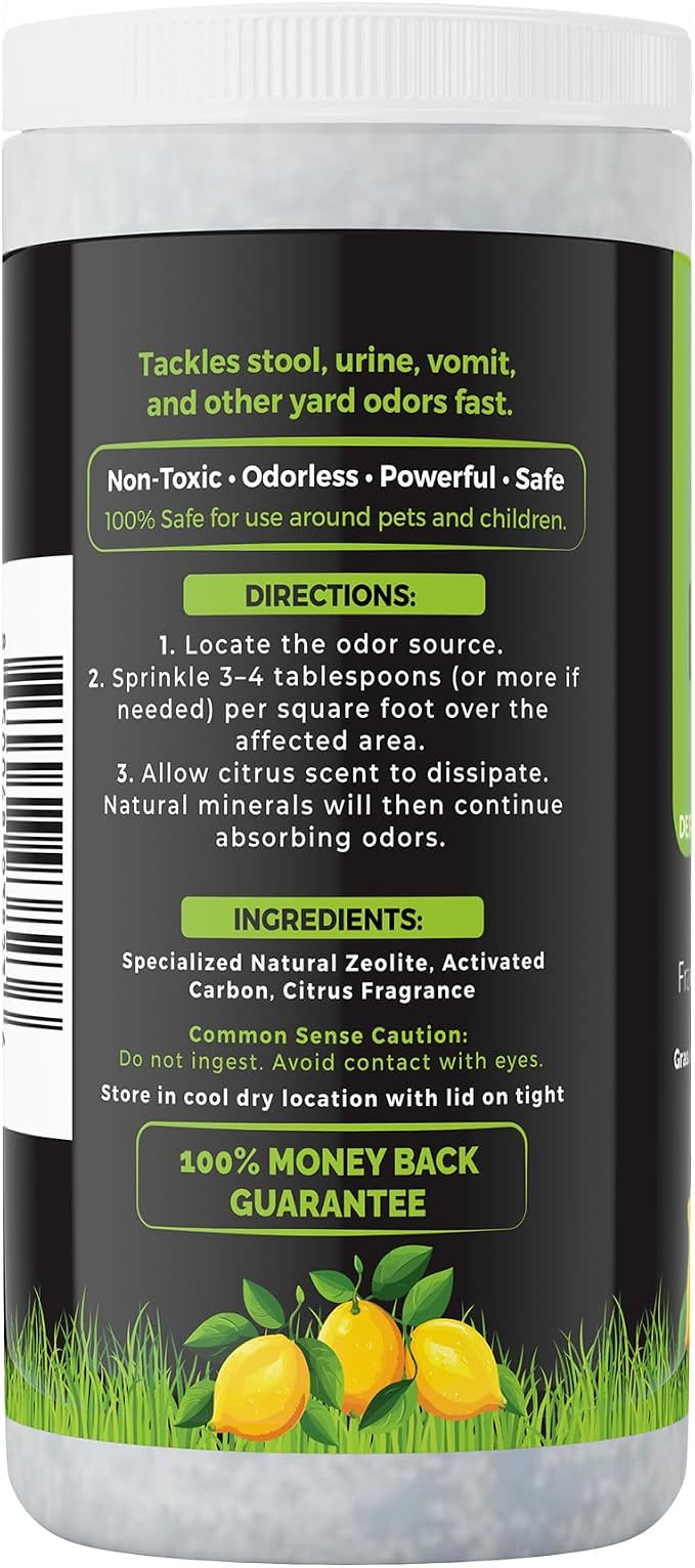 Yard Odor Eliminator with Citrus Surge – Outdoor Pet Odor Eliminator for Dog Urine & Poop Smell – Artificial Grass, Lawn, Kennel, Patio Deodorizer – Long Lasting Natural Granules – Pet Safe