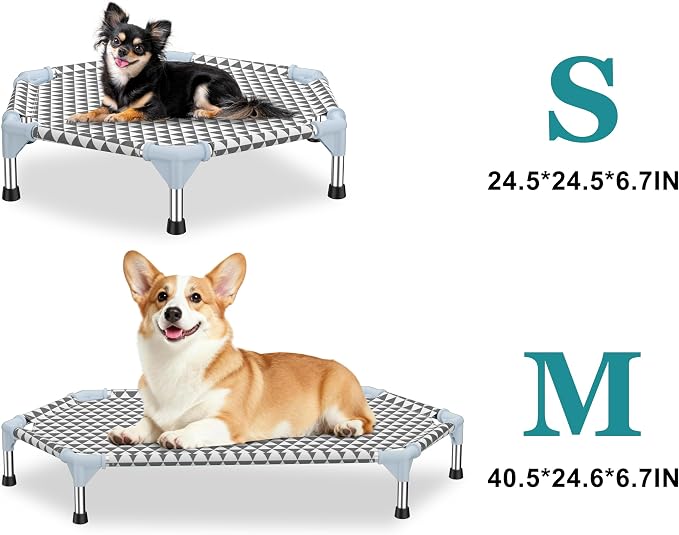 Kuntrust Elevated Outdoor Dog Bed (6 Sided Small, Triangle)