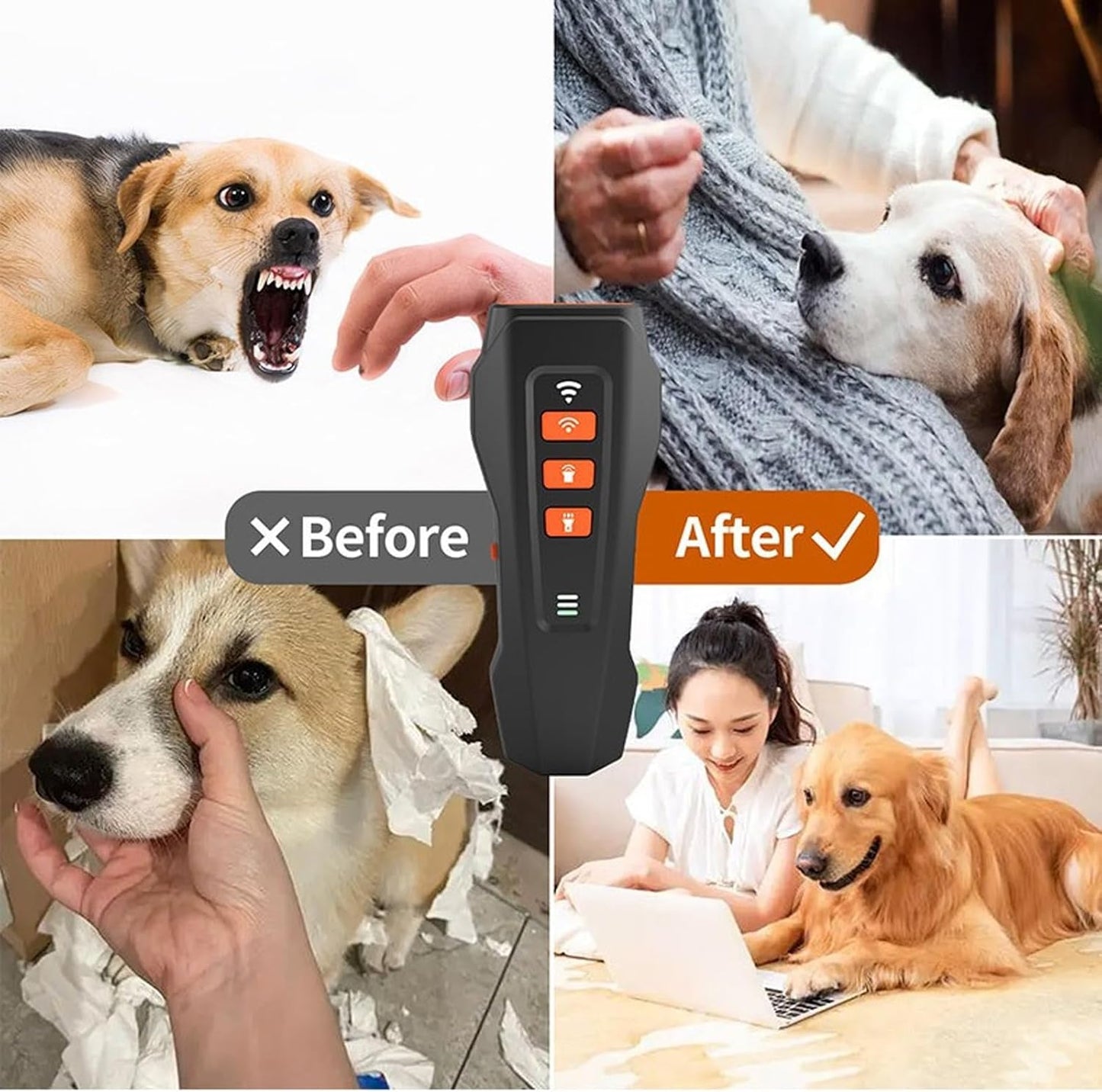 No Bark Ultra, Nobark Ultra Dog Bark Deterrent Device - Long Range Ultrasonic Anti Barking Device for Indoor & Outdoor, Stop Puppy from Crying at Night, Rechargeable Bark Shield for Dogs (Gray*1)