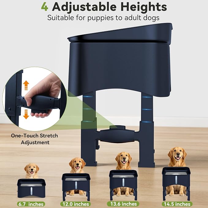 UPSKY 2.9Gal No Spill Dog Water Bowl, 4 Height Adjustable Elevated Bowl with Slow Drinking Feeder for Senior Dogs, Anti-Splash Floating Disk & Filter, Large Capacity for Large Dogs & Multi-Pet Homes