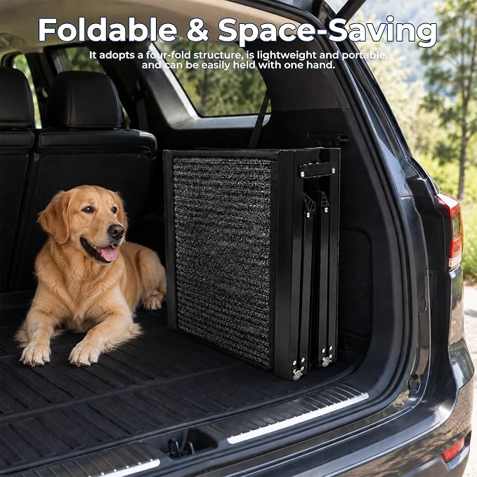 Dog Stairs for Car,70.8" L× 19.6" W Dog Ramp for Large Dogs with Non-Slip Surface,Portable Folding Pet Stairs/Steps for Car SUV & Truck,Dogs Ramp for High Beds & Couch,Up to 150LBS (Large)