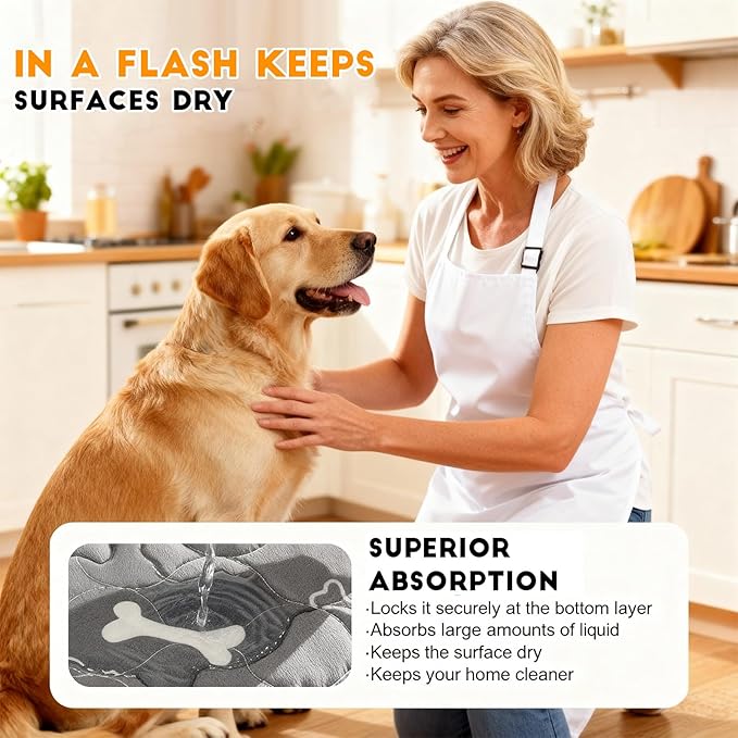 Puppy Pads with Pheromones, Washable Puppy Pee Pads for Dogs Reusable Puppy Pads for Dogs and Cats - Leak & Odor Proof, Non-Slip Base Training Pads for Home & Travel(with Pet Hair Removal Gloves)