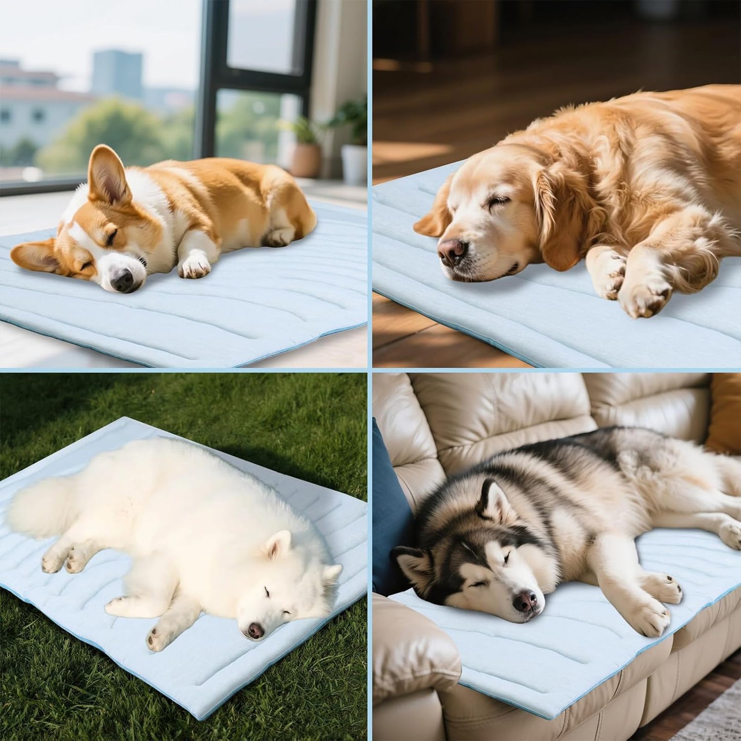 BECEMURU Dog Cooling Mat - 60" x 40" Thickening Cooling Pad Blanket for Crate, Kennel, Bed, Sofa - Machine Washable, Durable, Non-Gel - Keep Your Pet Cool and Comfortable