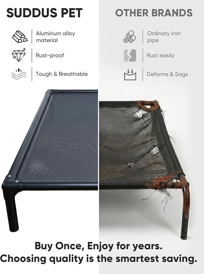 Elevated Dog Bed Waterproof Outdoor, Portable Raised Dog Bed, Dog Bed Off the Floor, Chew-Proof Dog Bed Easy Clean Indoor or Outdoor Use，XX-Large, 56 * 37.5 * 9in, Grey