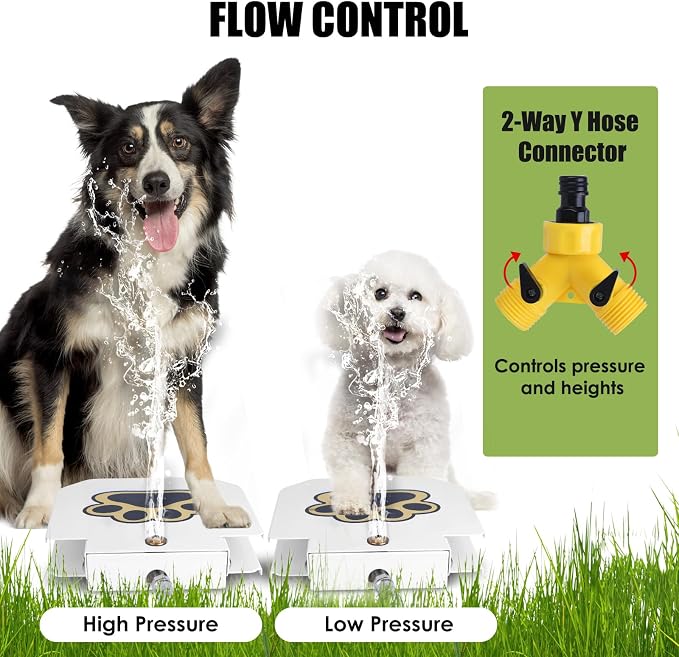 Dog Water Fountain Step On, Outdoor Dog Water Sprinkler for Large Dogs | Dogs Sprinkler Paw Activated, Fun Dog Toys with 39.4” Hose for Drinking Fresh Water, Easy to Use, Upgrade Copper Valve Set