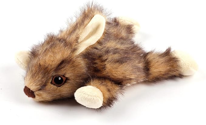 ALL FOR PAWS Orel Rabbit Squeaky Dog Toy, Flat Plush Bunny Dog Toy with Large Built-in Squeaker, Interactive Plush Chew Toy for Small Medium Large Dogs, 9.8 x 7.5 x 4.3 in