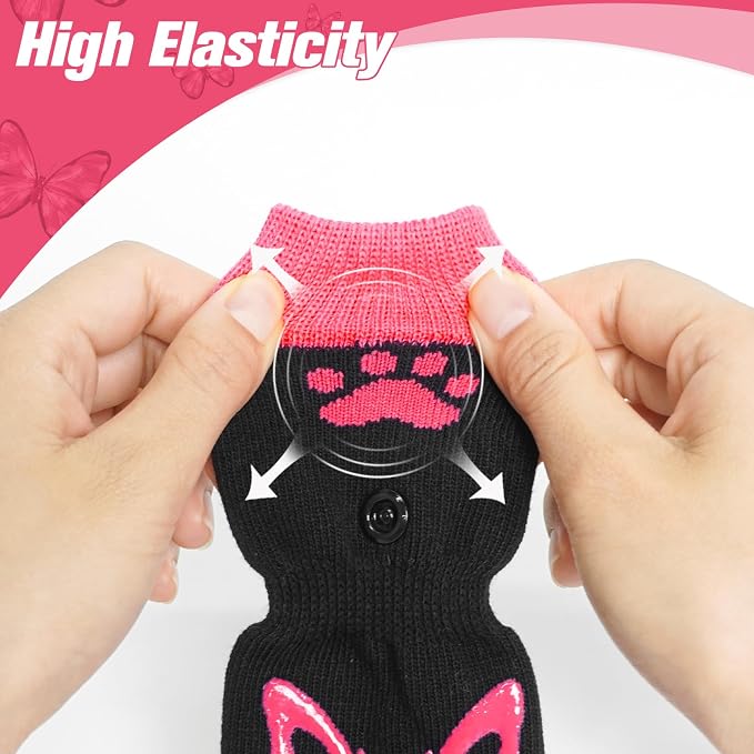 EXPAWLORER Double Side Anti-Slip Dog Socks - 3 Pairs Paw Protectors with Grips, Dog Shoes with Strong Traction Control, for Outdoor Hot/Cold Pavement, Indoor Hardwood Floors, Prevent Licking