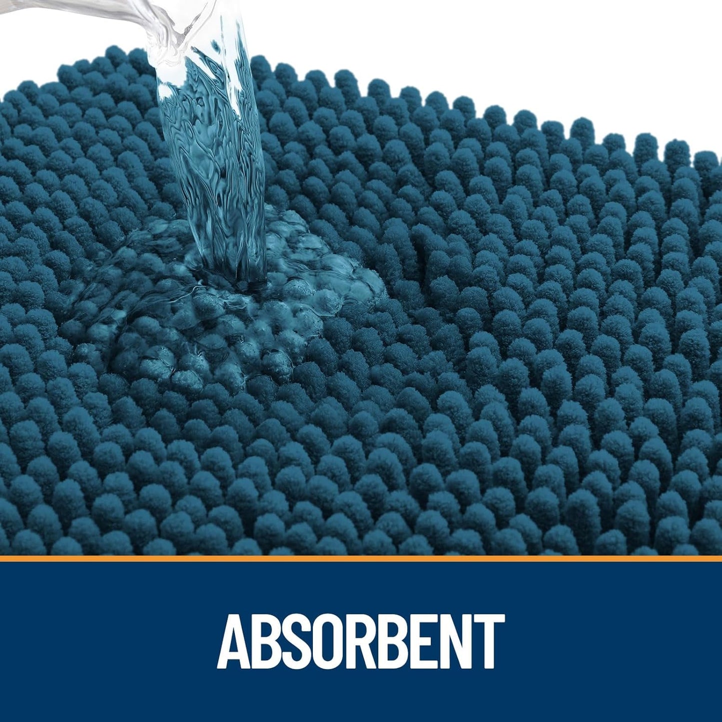 OLANLY Dog Door Mat for Muddy Paws 40x24, Absorbs Moisture and Dirt, Absorbent Non-Slip Washable Doormat, Quick Dry Chenille Mud Mat, Entry Indoor Entryway Carpet for Inside Floor, Atlantic Blue