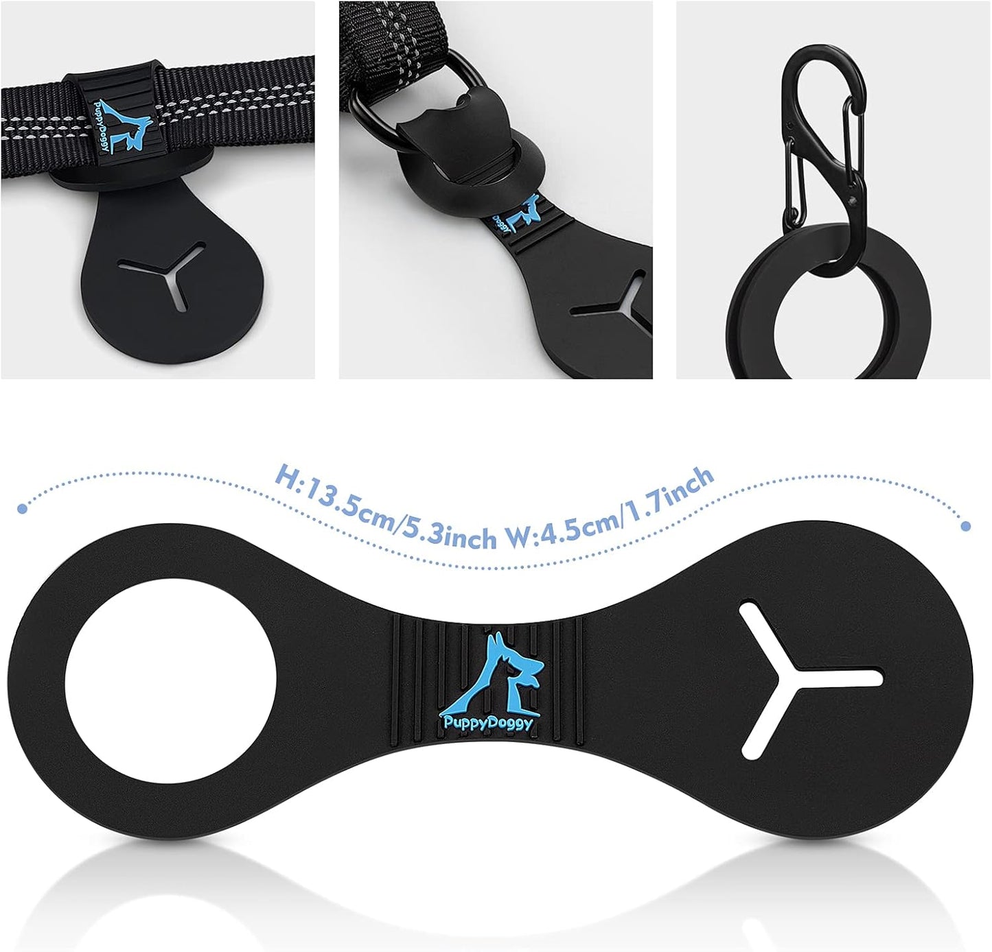 PuppyDoggy Dog Poop Bag Holder for Leash Waste Bag Carrier Dog Poop Bag Dispenser for Walking Running Bicycle Accessory 4 pieces (Black)