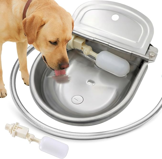Automatic Water Dispenser for Dogs and Cats - Stainless Steel Dog Water Bowl Dispenser Outdoor Large Pets Waterer Feeder for Poultry and Livestock