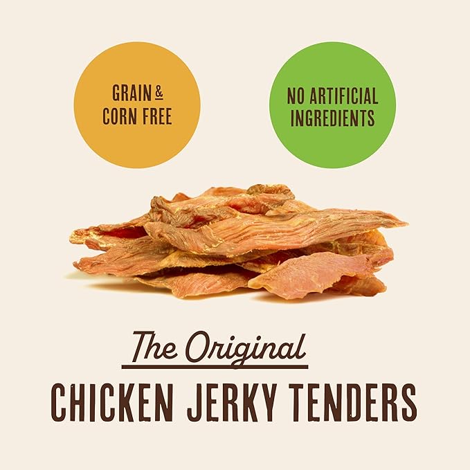 Waggin' Train Chicken Jerky Dog Treats, Made with 100% Real Chicken Breasts, Only Two All-Natural Ingredients, Great High Protein Dog Treat, Easily Digestible for Big or Small Dogs, 18 oz. Pouch