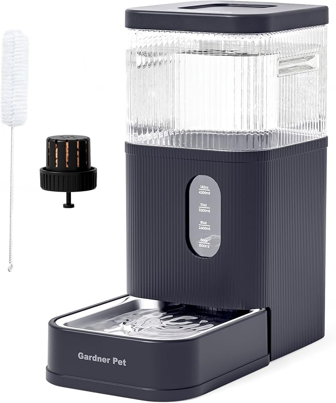 2.9 Gallon Automatic Dog Water Dispenser with Stainless Steel Bowl | BPA-Free, 11L Large Capacity, Stainless Steel Bowl, Maifan Stone Filter, Gravity Auto-Fill, Safe for Cats & Dogs