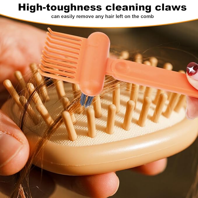 2-in-1 Comb Cleaner with Pick and Bristles, Hair Brush Cleaner Tool Rake for Home Salon Travel Use Effectively Clear Hair Dust Grease and Dirt