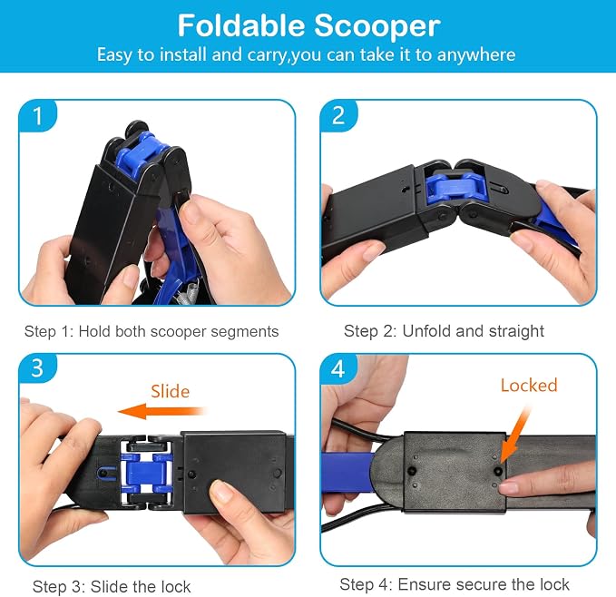 UPSKY Pooper Scooper for Large Small Dogs, Folding Dog Poop Scooper, Sturdy Spring and Premium Materials，Easy to Use for Grass, Dirt, Gravel Pick Up Shovel