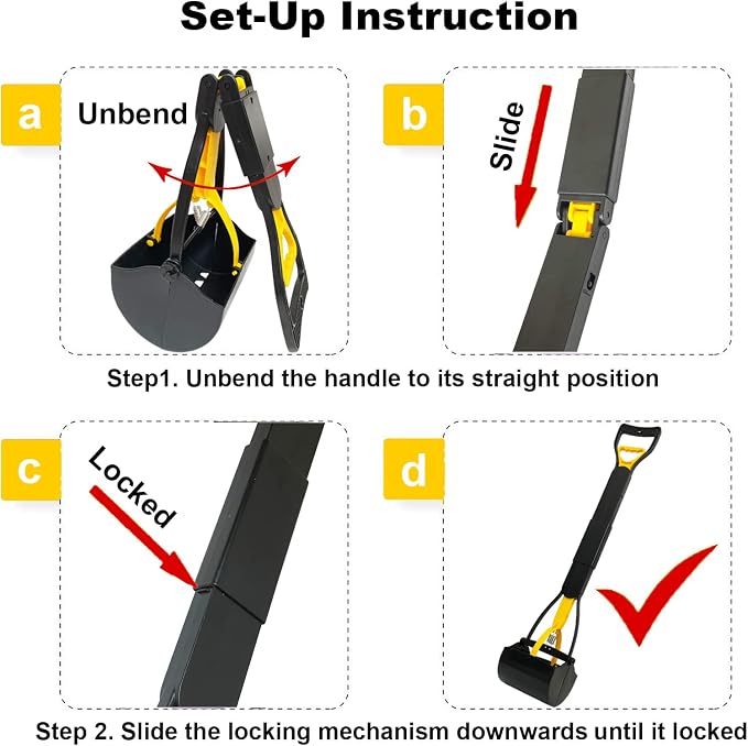 ienjoyed 32“ Tall Pooper Scooper, Large Pooper Scooper for Dogs Heavy Duty, Dog Pooper Scooper with Long Handle & High Strength Durable Spring, Foldable Dog Poop Pick Up
