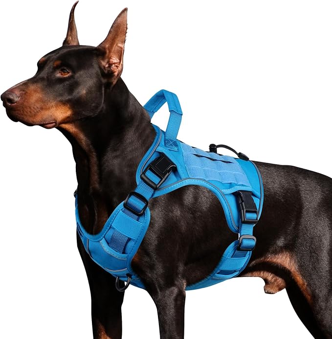 WINGOIN Blue Tactical Dog Harness for Large Dogs,No Pull Dog Harnesses | Heavy Duty with Handle,Adjustable Reflective,Military K9 Style,Big Size Pet Vest,for German Shepherd,for Walking Hunting