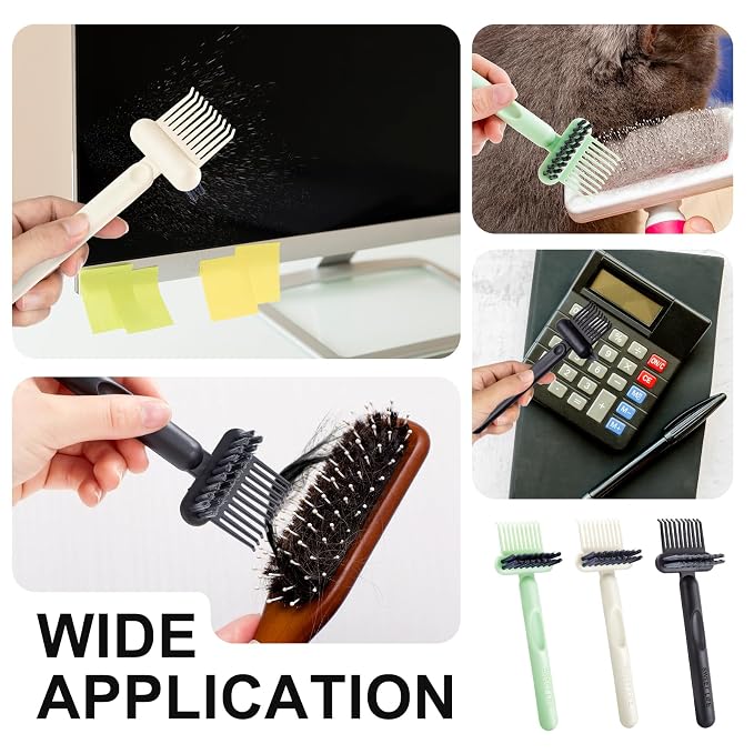2 Pack Hair Brush Cleaning Tool, 2-in-1 Cleaner Tool, Portable Cleaning Tool Set for Brush Comb Keyboard, Remover Rake for Removing Hair Dust, Home and Salon Use(Black&White)
