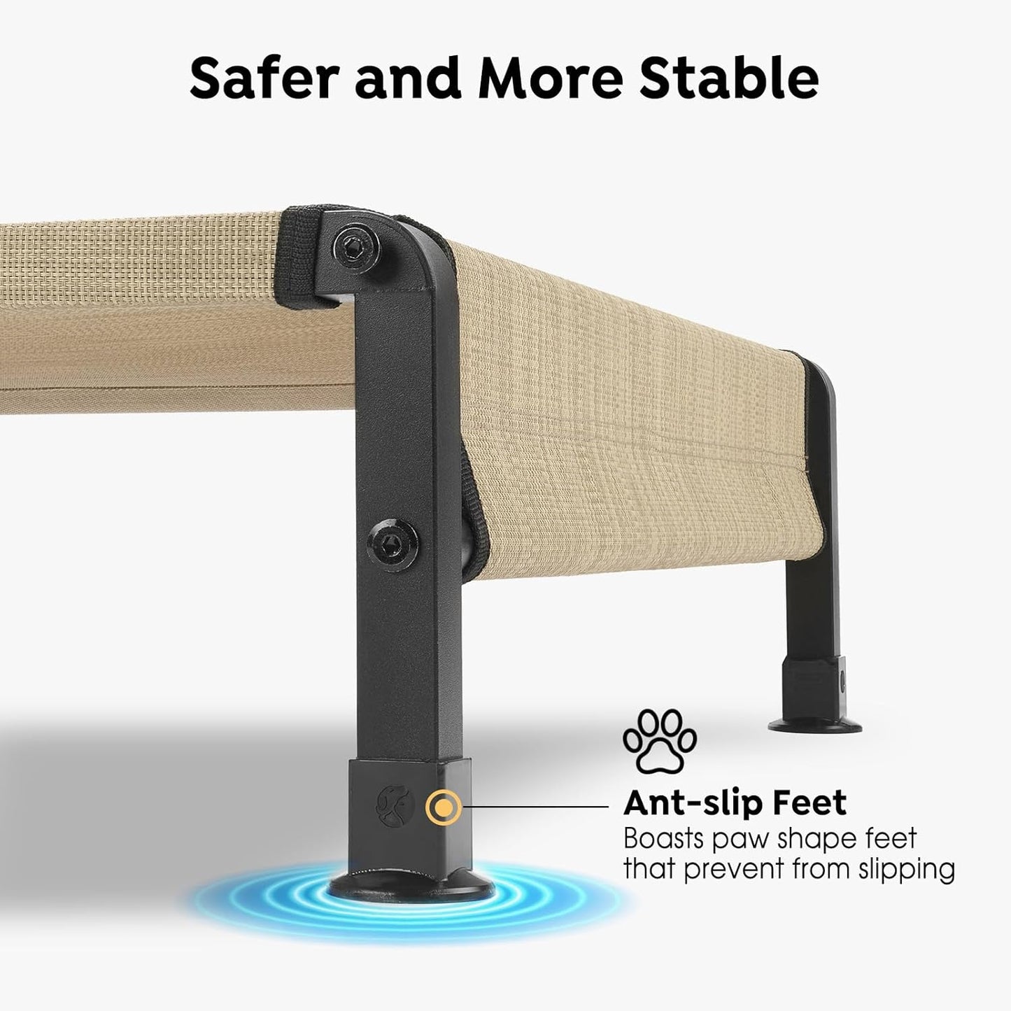 Veehoo Cooling Outdoor Dog Bed, Heavy Duty Elevated Pet Bed with Washable & Breathable Teslin Mesh, Non-Slip Silicon Feet, Dog Cot Bed with Support Hem, 41" x 27", Beige Coffee, CWC2433