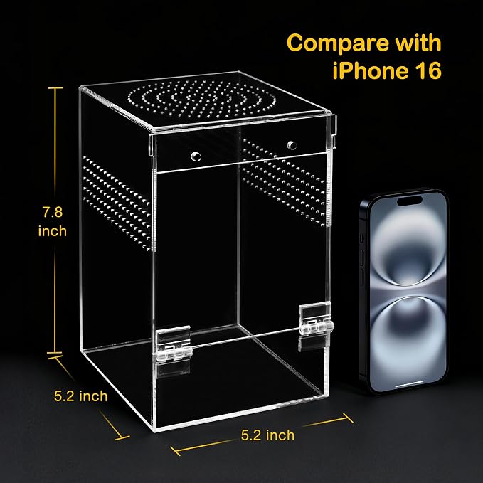 Jumping Spider Enclosure Starter Kit,Escape Proof Ocean Terrarium | Praying Mantis Terrariums,Transparent Acrylic Complete Bug Habitat,All In One Arboreal Tarantula Cribs Cage,Insect Container