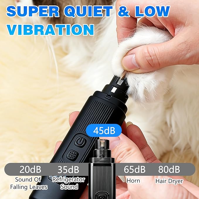 2026 New Cat Nail Trimmer - 2 Adjustable Speeds, 360° Grinding, Ultra Quiet Under 40dB, Safe Powerful Pet Nail Grooming Tool for All Cats & Dogs (Black)