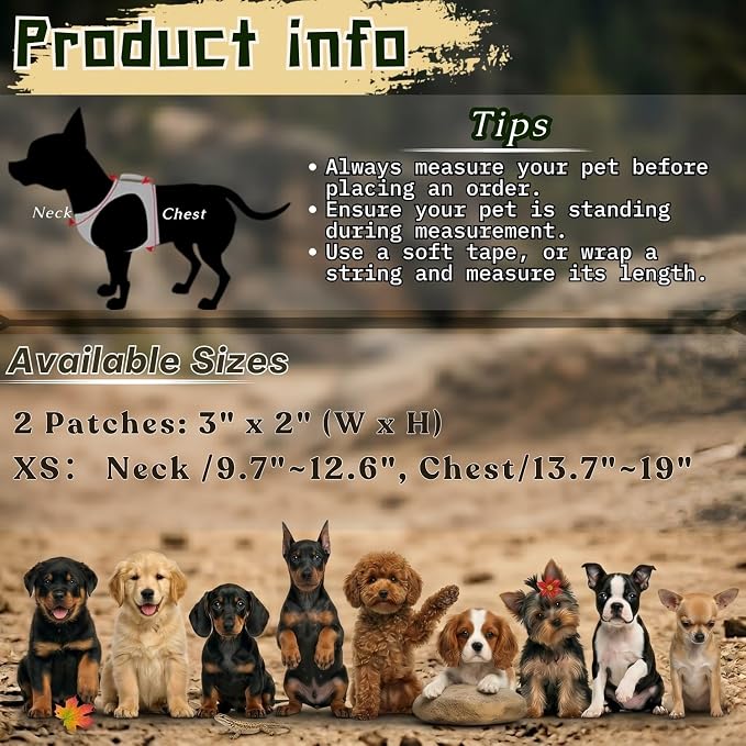 Tactical Dog Harness for Small Dogs, XS Puppy Harness with Handle, No Pull Adjustable Military Vest, Soft Chest Support Pad, D-Ring, Molle Loop Panels, 2 Patches, Khaki