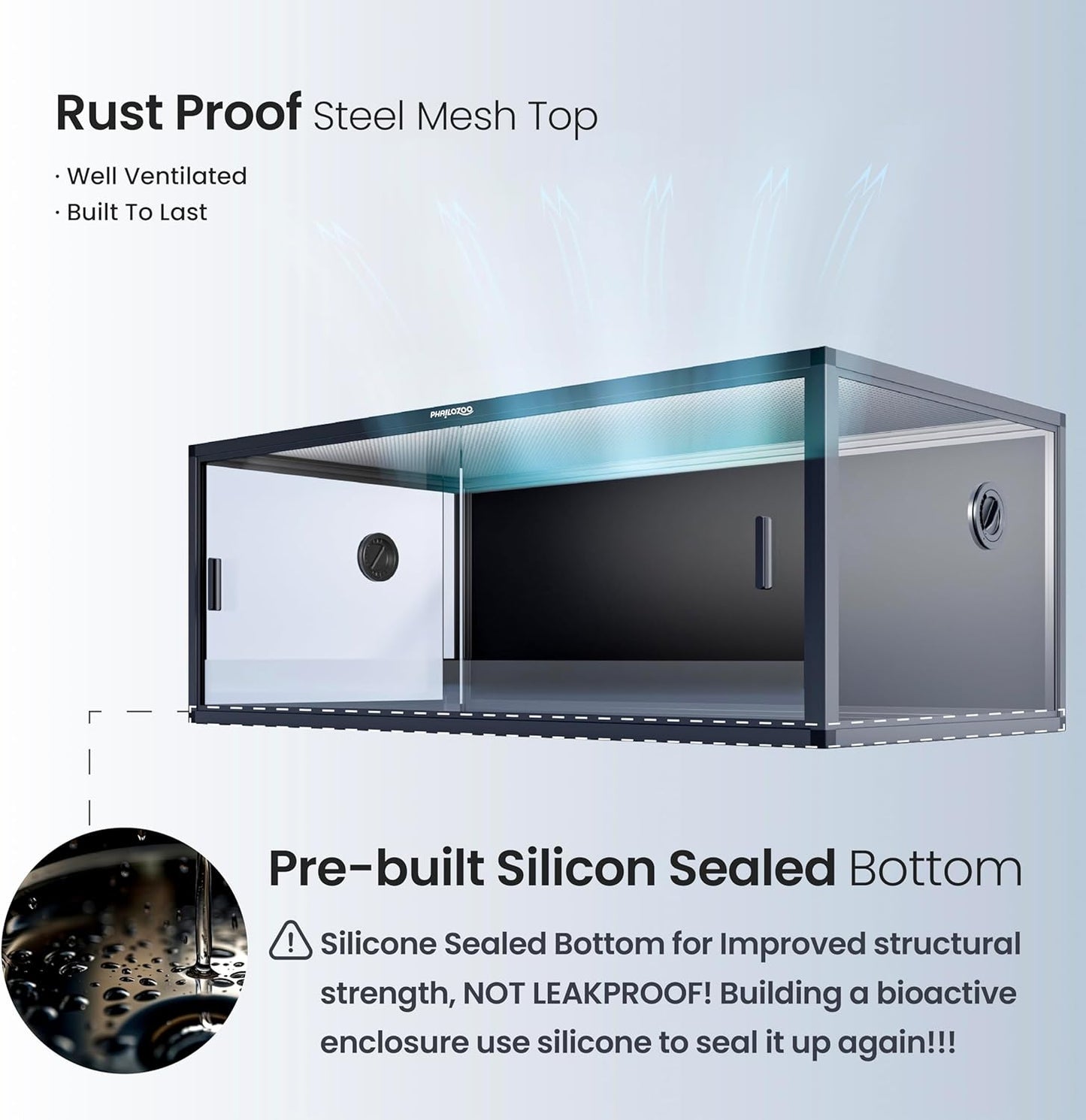 85 Gallon Reptile Tank, Front Opening Snake Tank for Easy Maintenance, Reptile Enclosure with Top Screen Ventilation 48''x24''x18''