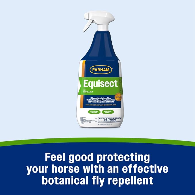 Farnam Equisect Water-Based Botanical Fly Repellent, Horse Fly Spray with Herbal Scent for Horses, Dogs and Cats, 32 Oz