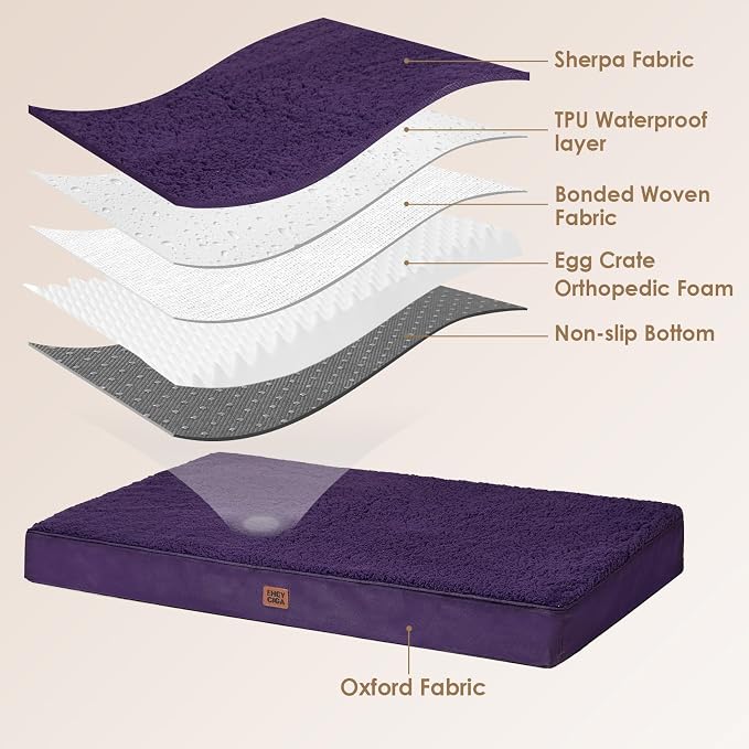 EHEYCIGA Orthopedic Dog Bed Medium with Removable Washable Cover, 30x20 | Egg Crate Foam Support, Durable Oxford fabric, Non-Slip Bottom, Machine Washable, Soft Waterproof Plush Pet Bed Mat For Crate