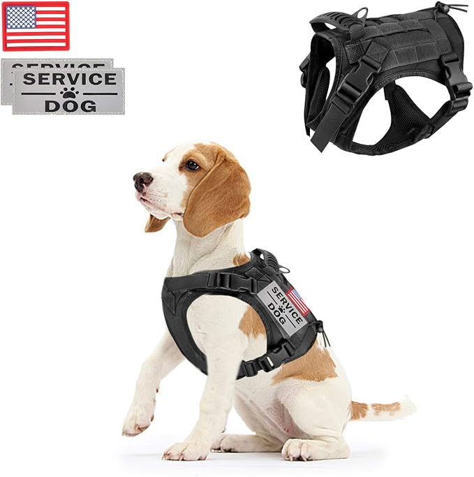 Tactical Service Dog Vest Harness for Medium Large Dog, Military K9 Training Dog Vest with Molle System Adjustable Tactical Puppy Harnesses with Handle (S, 3Black)