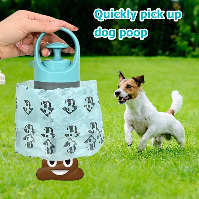 STHF Easy one-Hand Dog Waste Pickup. Portable Claw Tool Includes Bag Dispenser, 2 Rolls, Odor-Resistant. for All Surfaces & Dogs.