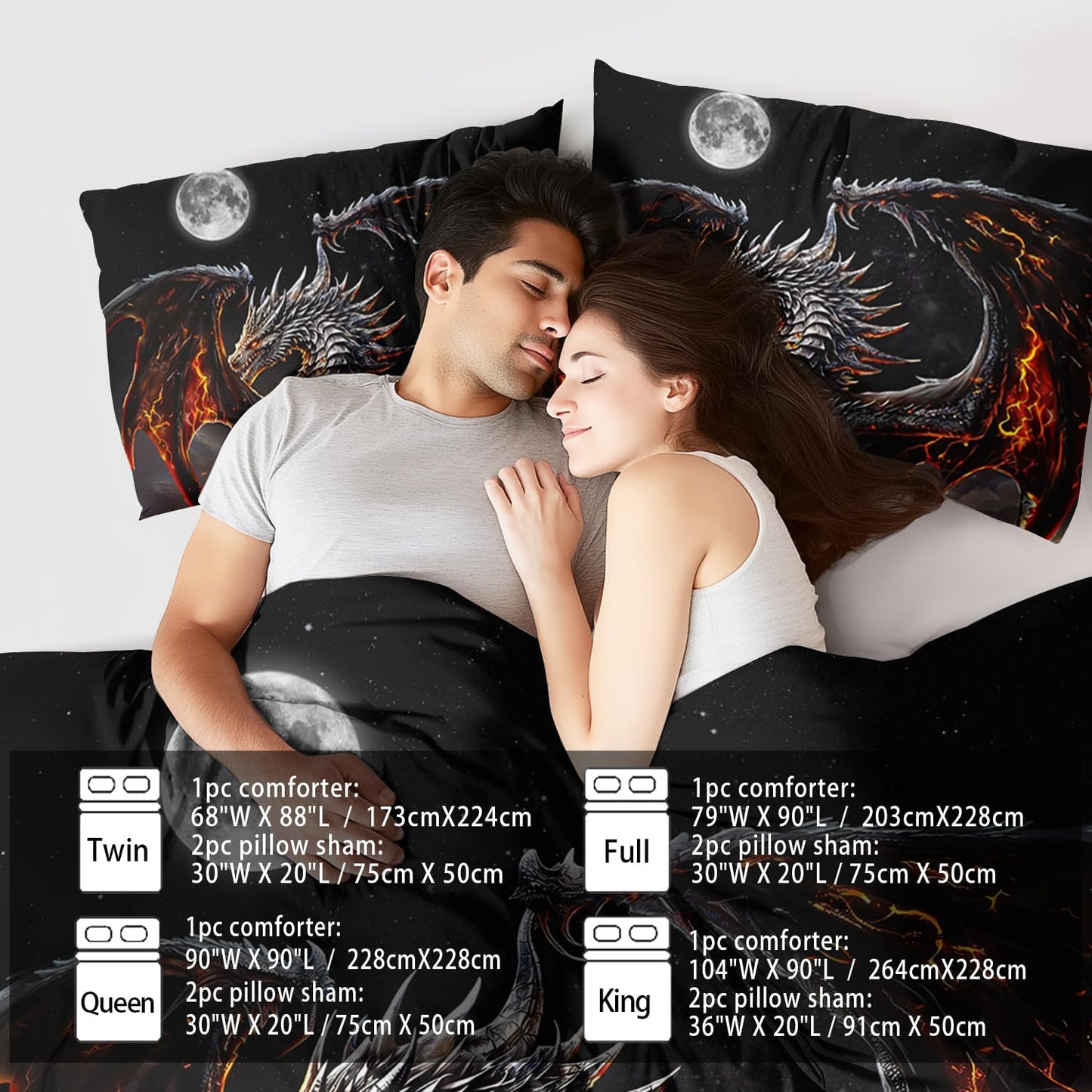 Black Dragon Comforter Set Queen Adult,Flame Dragon Bedding Set for Boys,Magical Beast Bedding Fantasy Animal Comforter Beedroom Decor,Magical Beast Quilt Bed Decor