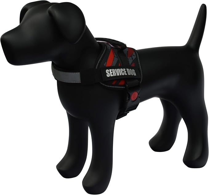 Service Dog Vest Harness – Reflective Service Animal Vest, No-Pull Harness with Handle & Mesh Padding – Sizes XXS-XL for Puppies – 2 Removable Service Patches Included (XXS, Red Camo)