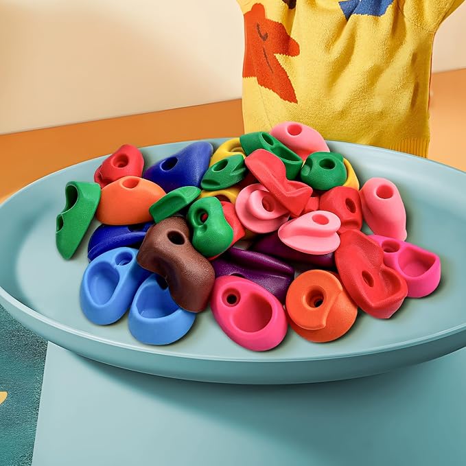50 PCS Rock Climbing Wall for Kids,Rock Wall Climbing Holds,Adults Climbing Wall Grip Kits Holds Up to 230 lbs for Outdoor Indoor Home Playground Climbing Holds
