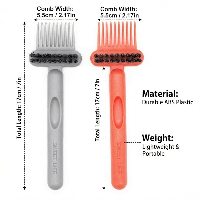2 in 1 Hair Brush Cleaner Tool Comb and Dust Remover Set | 7 Inch Dual Sided Rake with Sturdy Bristles for Maintaining Daily Salon Grooming Accessories at Home