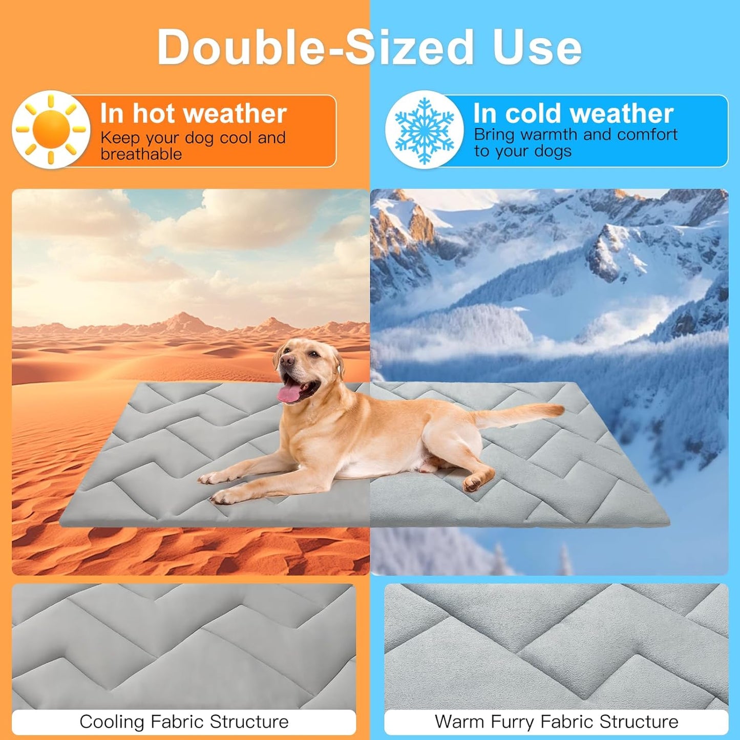 BEAUTYZOO Dog Cooling Mat for Medium Dogs, 36"x23" Cooling Dog Bed Washable, Foldable Cat Ice Cool Pad for Summer, Reversible Pet Freeze Cushion Blanket for Kennel Cage Sofa Bed Floor Car Seat, Grey M