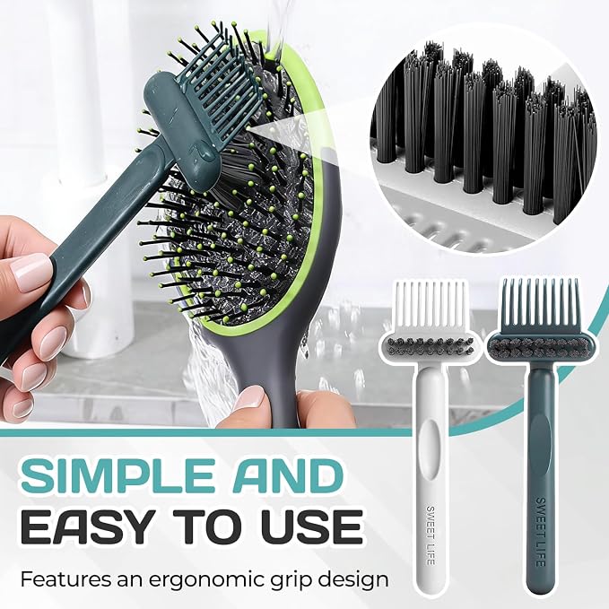 Hair Brush Cleaning Tool,2-In-1 Comb Cleaner,Portable Hair Brush Cleaning Tool,for Removing Hair and Dust,Suitable for Home and Hair Salon（Gray）