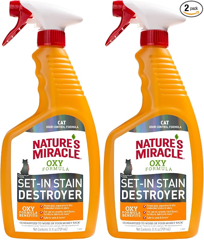 Nature's Miracle Just for Cats Oxy Stain and Odor Remover, 24 Fl Oz (Pack of 2)