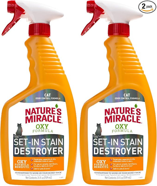 Nature's Miracle Just for Cats Oxy Stain and Odor Remover, 24 Fl Oz (Pack of 2)