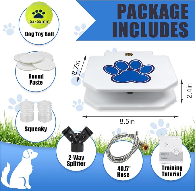 Dog Water Fountain Step On, Outdoor Dog Water Sprinkler for Large Dogs, with Upgrade Copper Valve Set & Stainless Steel Hose, Easy to Use, Fresh Water to Drink