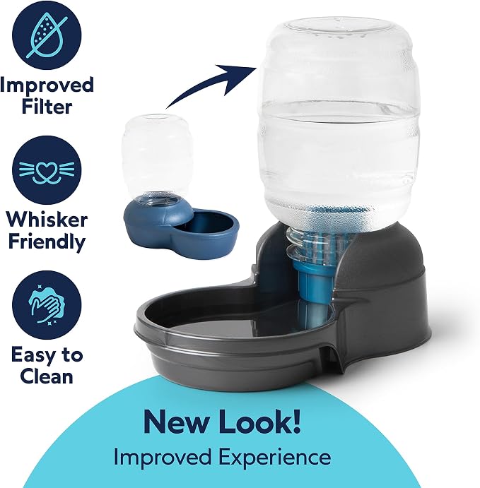 Petmate® Replendish® Automatic Dog Water Dispenser Gravity Pet Waterer with Microban Antimicrobial Protection, 100% BPA Free - 2.5 Gallon, Wide Mouth Bowl, with 2 Extra Filters