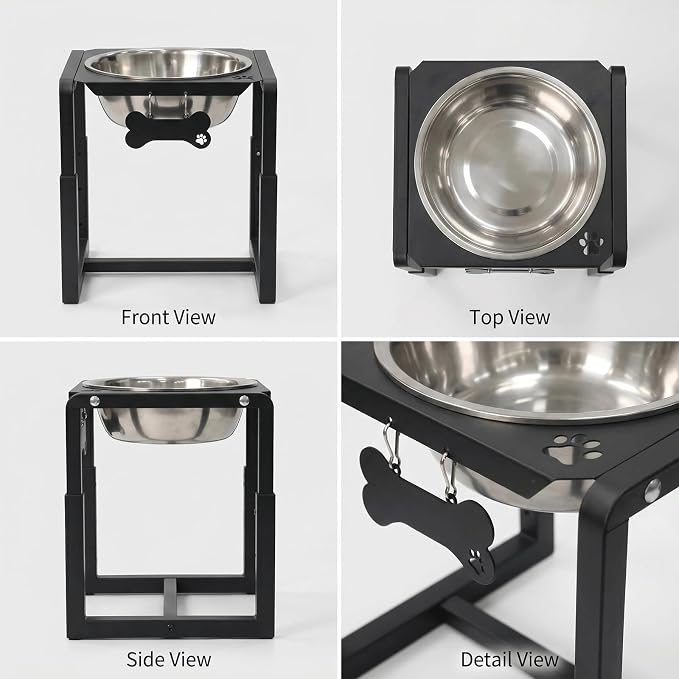 Metal Elevated Dog Bowls, Raised Dog Bowls for Medium/Large Breeds with One 111oz Stainless Steel Water Bowls, 3 Adjustable Height (8.8"/11.5"/14") Dog Bowl Stand Protect Neck & Joints
