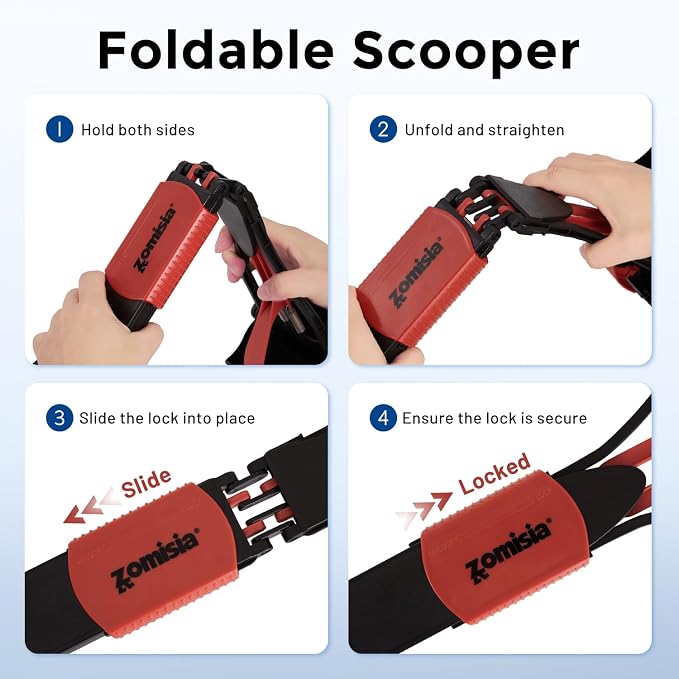 ZOMISIA 32" Pooper Scooper with Waste Bags - Poop Scooper for Large Dogs with Long Handle High Strength Material and Durable Spring for Yard, 30 Count Poop Bags
