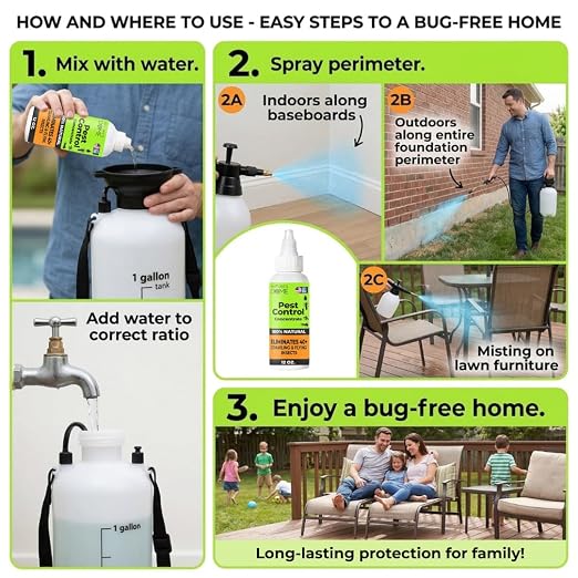 Nature’s Dome Pest Control Concentrate Spray 12 Oz | Natural, Eco-Friendly Bug & Ant Spray that Makes 1 Gallon | Eco-Friendly Bug Spray for Flea, Ticks, Ant & Mosquitos | Safe for Pets & Kids